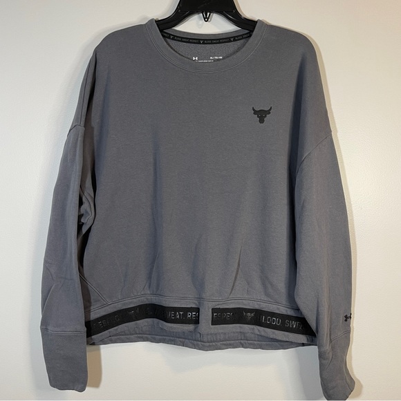 Under Armour PROJECT ROCK CHARGED GRAY FLEECE LS SWEATER XL - Picture 2 of 7
